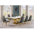 Best Quality Furniture White Marble Dining Set with Dark Gray Velvet Chairs