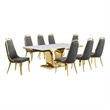 Best Quality Furniture White Marble Dining Set with Dark Gray Velvet Chairs