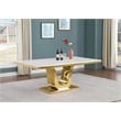 Best Quality Furniture White Marble Dining Set with Navy Blue Velvet Chairs
