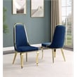 Best Quality Furniture White Marble Dining Set with Navy Blue Velvet Chairs