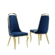 Best Quality Furniture White Marble Dining Set with Navy Blue Velvet Chairs