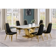 Best Quality Furniture White Marble Dining Set with Black Velvet Chairs