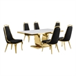 Best Quality Furniture White Marble Dining Set with Black Velvet Chairs