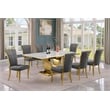 Best Quality Furniture White Marble Dining Set with Dark Gray Velvet Chairs