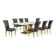 Best Quality Furniture White Marble Dining Set with Dark Gray Velvet Chairs
