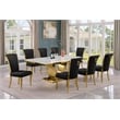 Best Quality Furniture White Marble Dining Set with Black Velvet Chairs