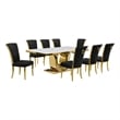 Best Quality Furniture White Marble Dining Set with Black Velvet Chairs