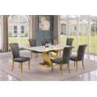 Best Quality Furniture White Marble Dining Set with Dark Gray Velvet Chairs