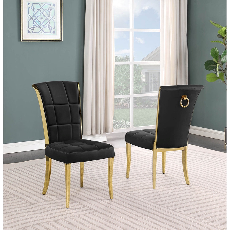 Best Quality Furniture White Marble Dining Set with Black Velvet Chairs