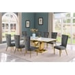 Best Quality Furniture White Marble Dining Set with Dark Gray Velvet Chairs