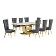 Best Quality Furniture White Marble Dining Set with Dark Gray Velvet Chairs