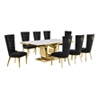 Best Quality Furniture White Marble Dining Set with Black Velvet Chairs