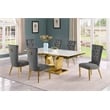 Best Quality Furniture White Marble Dining Set with Dark Gray Velvet Chairs