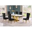 Best Quality Furniture White Marble Dining Set with Black Velvet Chairs