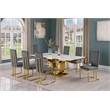 Best Quality Furniture White Marble Dining Set with Dark Gray Velvet Chairs