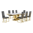 Best Quality Furniture White Marble Dining Set with Dark Gray Velvet Chairs