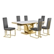 Best Quality Furniture White Marble Dining Set with Dark Gray Velvet Chairs