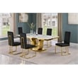 Best Quality Furniture White Marble Dining Set with Black Velvet Chairs