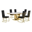 Best Quality Furniture White Marble Dining Set with Black Velvet Chairs