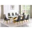 Best Quality Furniture White Marble Dining Set with Dark Gray Velvet Chairs