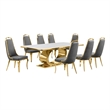 Best Quality Furniture White Marble Dining Set with Dark Gray Velvet Chairs