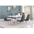 Best Quality Furniture White Marble Dining Set with Dark Gray Velvet Chairs