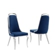 Best Quality Furniture White Marble Dining Set with Navy Blue Velvet Chairs