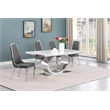 Best Quality Furniture White Marble Dining Set with Dark Gray Velvet Chairs