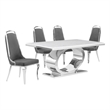 Best Quality Furniture White Marble Dining Set with Dark Gray Velvet Chairs