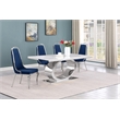 Best Quality Furniture White Marble Dining Set with Navy Blue Velvet Chairs