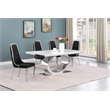 Best Quality Furniture White Marble Dining Set with Black Velvet Chairs