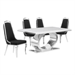Best Quality Furniture White Marble Dining Set with Black Velvet Chairs