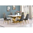 Best Quality Furniture White Marble Dining Set with Dark Gray Velvet Chairs