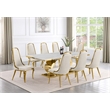 Best Quality Furniture White Marble Dining Set with Cream Velvet Chairs