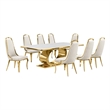 Best Quality Furniture White Marble Dining Set with Cream Velvet Chairs