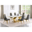Best Quality Furniture White Marble Dining Set with Dark Gray Velvet Chairs