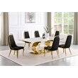 Best Quality Furniture White Marble Dining Set with Black Velvet Chairs