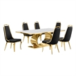 Best Quality Furniture White Marble Dining Set with Black Velvet Chairs