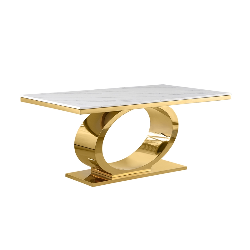 Best Quality Furniture White Marble Dining Set with Navy Blue Velvet Chairs