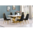 Best Quality Furniture White Marble Dining Set with Black Velvet Chairs