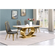 Best Quality Furniture White Marble Dining Set with Dark Gray Velvet Chairs