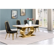 Best Quality Furniture White Marble Dining Set with Black Velvet Chairs