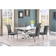 Best Quality Furniture White Marble Dining Set with Dark Gray Velvet Chairs