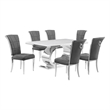 Best Quality Furniture White Marble Dining Set with Dark Gray Velvet Chairs