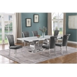 Best Quality Furniture White Marble Dining Set with Dark Gray Velvet Chairs