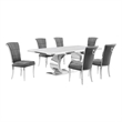 Best Quality Furniture White Marble Dining Set with Dark Gray Velvet Chairs