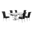 Best Quality Furniture White Marble Dining Set with Black Velvet Chairs
