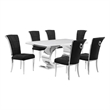 Best Quality Furniture White Marble Dining Set with Black Velvet Chairs