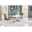 Best Quality Furniture White Marble Dining Set with Dark Gray Velvet Chairs