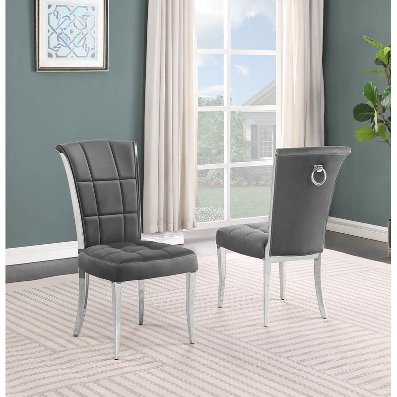 Best Quality Furniture White Marble Dining Set with Dark Gray Velvet Chairs